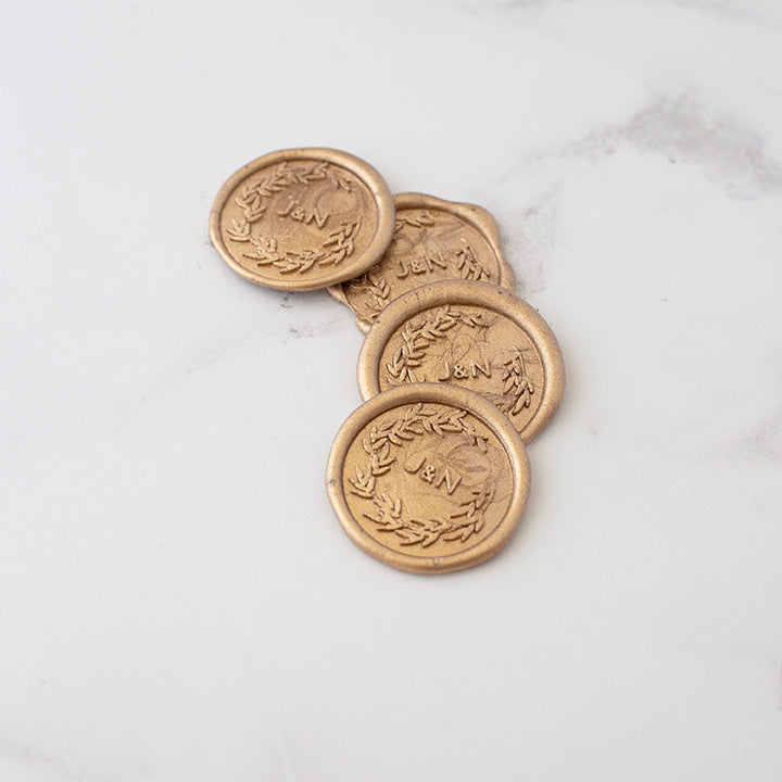 BOTANICAL MONOGRAM SELF-ADHESIVE WAX SEALS - JASMINE