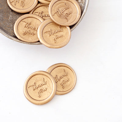 Thank You Calligraphy Script Self Adhesive Gold Wax Seal Stickers | Heirloom Seals