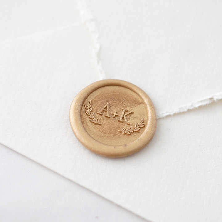 Willow Botanical Embellishment Gold Self-Adhesive Wax Seals For Fine Art Wedding Invitations | Heirloom Seals