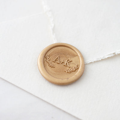 Willow Botanical Embellishment Gold Self-Adhesive Wax Seals For Fine Art Wedding Invitations | Heirloom Seals