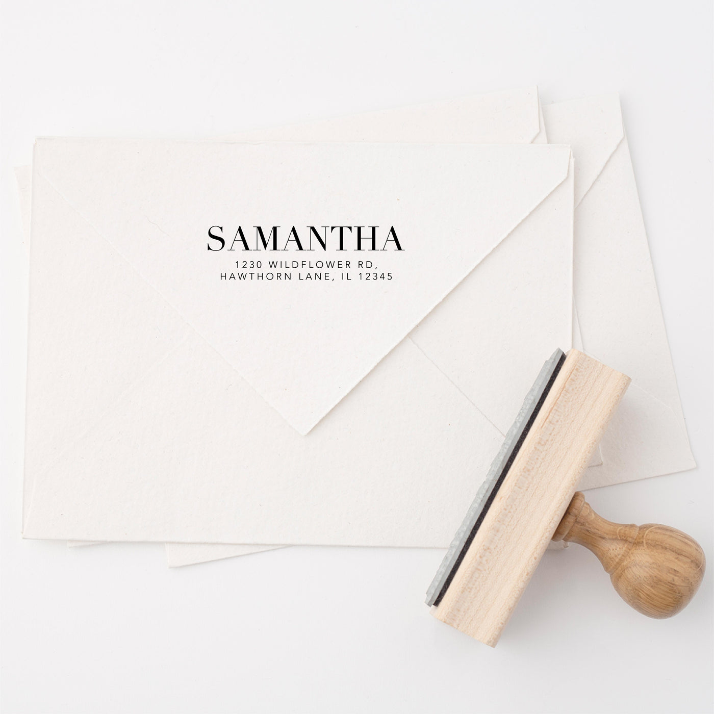 Grace Classic Return Address | Personalised Rubber Stamp with Wooden Handle for Fine Art Wedding Stationery Invitation Envelope| Heirloom Seals