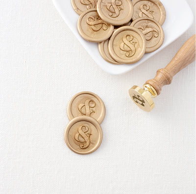 Harper Ampersand Gold Wax Seals & Stamp For Fine Art Weddings & Custom Brand Packaging | Heirloom Seals 
