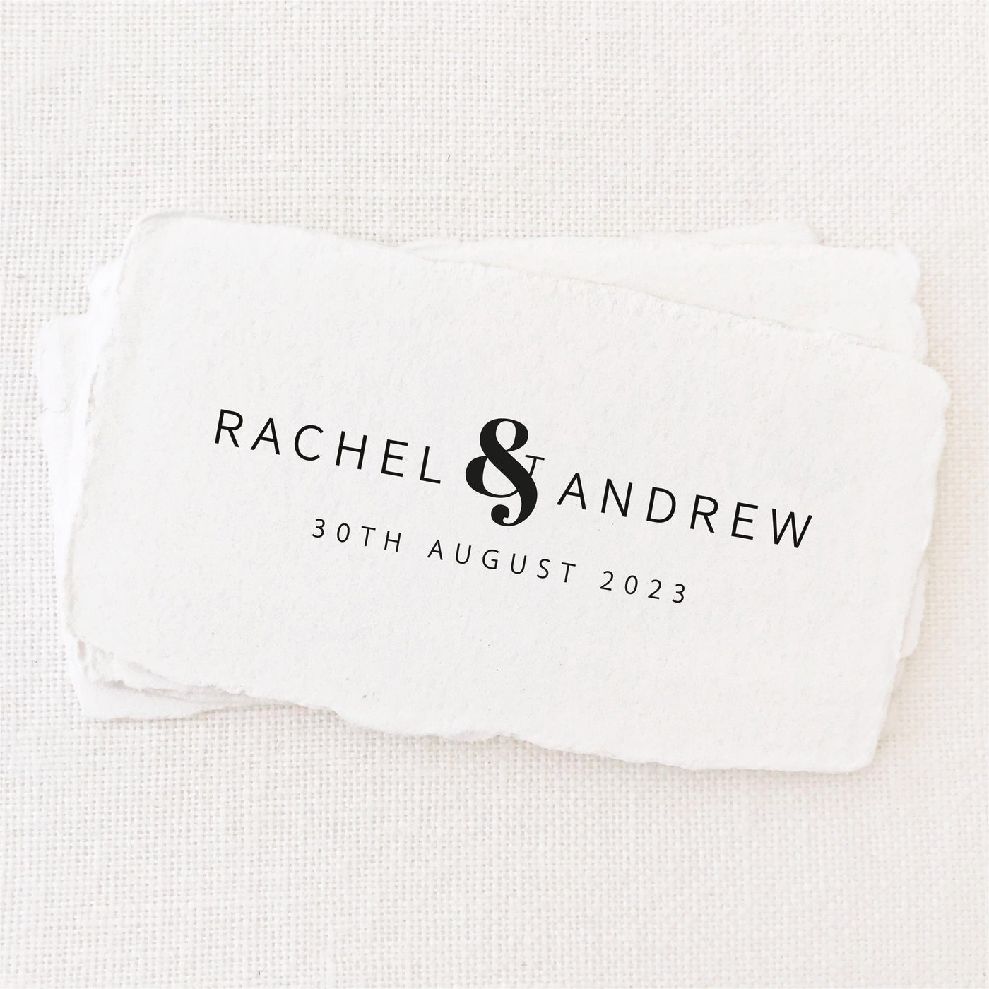 Harper Minimal Chic Save The Date Rubber Stamp | Personalised Save the Date Wedding Couple Gift Rubber Stamp Event on Deckled Edge Packaging Tag | Heirloom Seals
