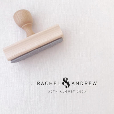 Harper Minimal Chic Save The Date Rubber | Custom Rubber Stamp Wood for Luxe Packaging & Fine Art Wedding Invitation Stationery | Heirloom Seals
