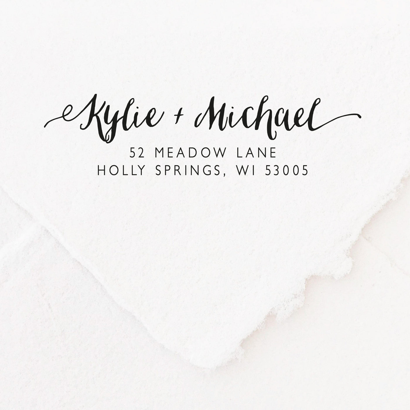 Hayley Calligraphy Script Return Address | Personalised Rubber Stamp with Wooden Handle for Fine Art Wedding Stationery Invitation Envelope | Heirloom Seals