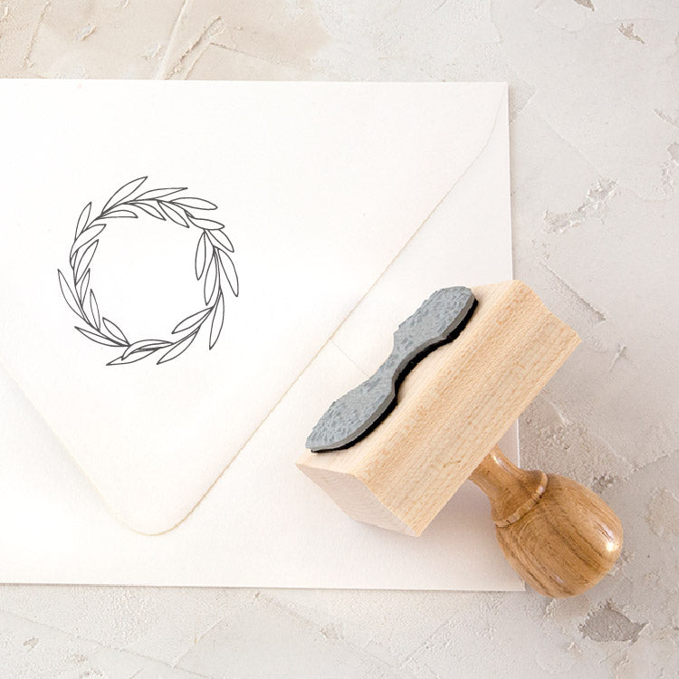 Laurel Wreath Botanical Rubber Stamp Embellishment for Fine Art Wedding Invitations | Heirloom Seals