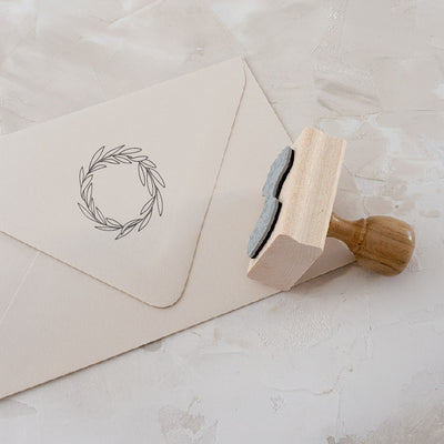 Laurel Wreath Botanical Rubber Stamp Embellishment for Fine Art Wedding Invitations | Heirloom Seals
