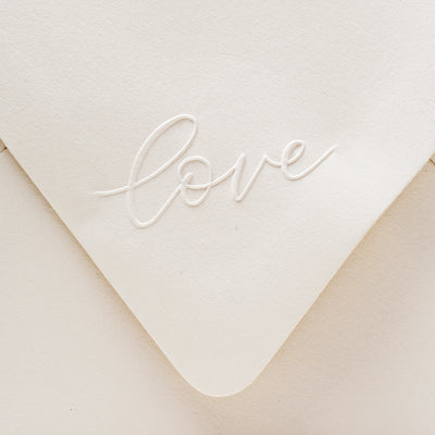 Love Script Wedding Sentiment Embosser For Fine Art Wedding Invitations | Worth The Wait Collection | Heirloom Seals
