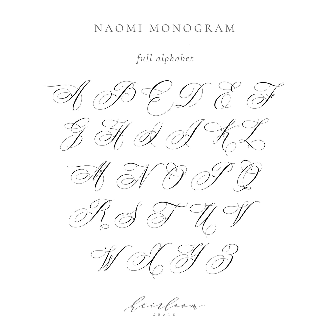 ELEGANT SCRIPT MONOGRAM SELF-ADHESIVE WAX SEALS - NAOMI