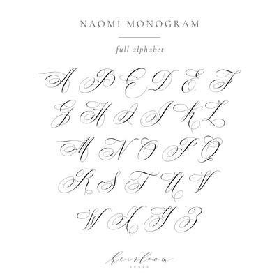 ELEGANT SCRIPT MONOGRAM SELF-ADHESIVE WAX SEALS - NAOMI