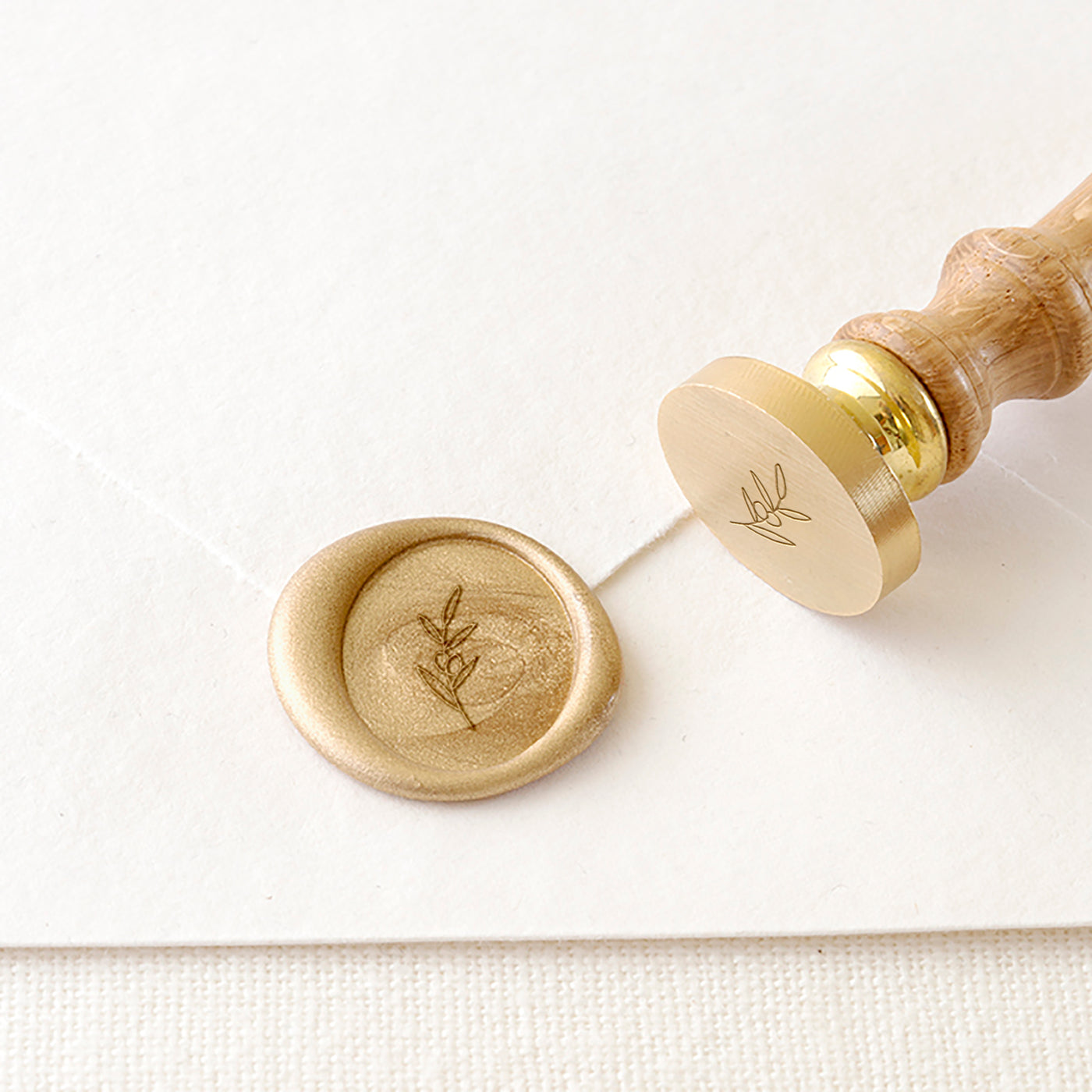 Olivia Botanical Embellishment Gold Self-Adhesive Wax Seals For Fine Art Wedding Invitations | Heirloom Seals