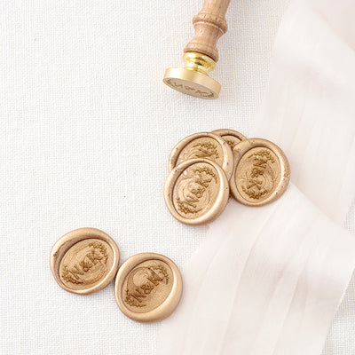 BOTANICAL MONOGRAM SELF-ADHESIVE OVAL WAX SEALS - PENELOPE