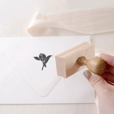 Peony Bud Botanical Rubber Stamp Embellishment for Fine Art Wedding Invitations | Heirloom Seals