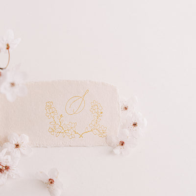 Petal Pink Cherry Blossom Monogram Rubber Stamp for Fine Art Wedding Invitations | 'Sakura' Cherry Blossom Embellishments for Blush Pink Spring Wedding | Heirloom Seals