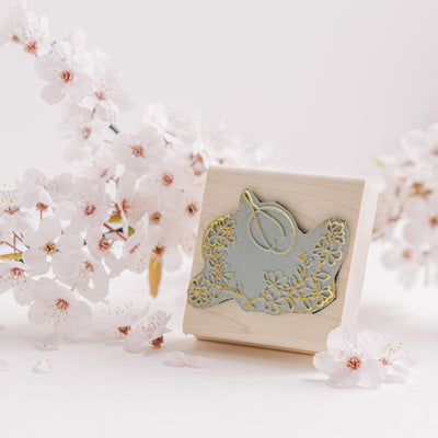 Petal Pink Cherry Blossom Monogram Rubber Stamp for Fine Art Wedding Invitations | 'Sakura' Cherry Blossom Embellishments for Blush Pink Spring Wedding | Heirloom Seals
