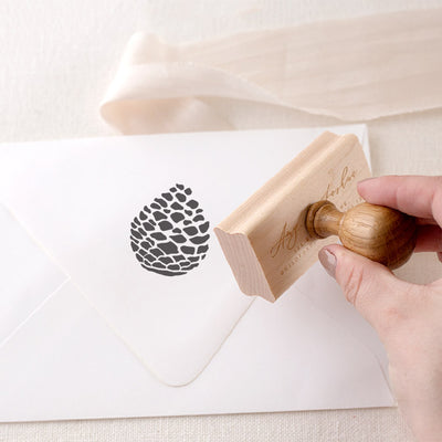 Pine Cone Botanical Rubber Stamp Embellishment for Fine Art Wedding Invitations | Heirloom Seals