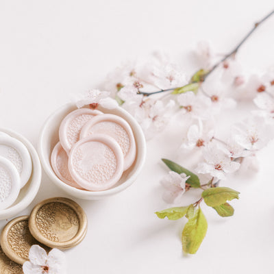 CONTEMPORARY CHERRY BLOSSOM SELF-ADHESIVE WAX SEALS - PINK LACE