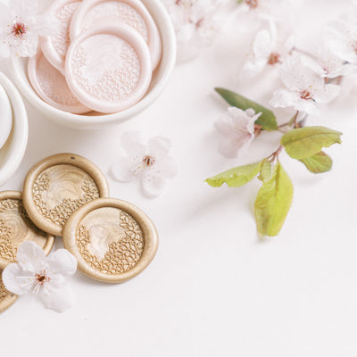 CONTEMPORARY CHERRY BLOSSOM SELF-ADHESIVE WAX SEALS - PINK LACE