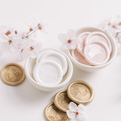 CONTEMPORARY CHERRY BLOSSOM SELF-ADHESIVE WAX SEALS - PINK LACE
