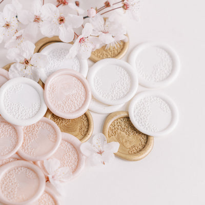 CONTEMPORARY CHERRY BLOSSOM SELF-ADHESIVE WAX SEALS - PINK LACE