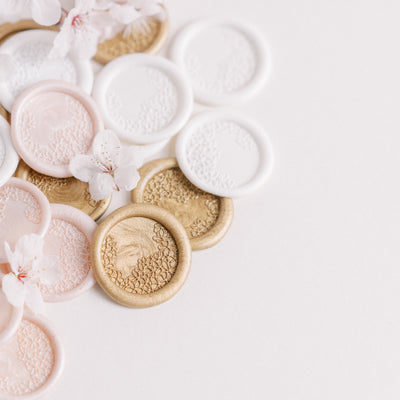 CONTEMPORARY CHERRY BLOSSOM SELF-ADHESIVE WAX SEALS - PINK LACE