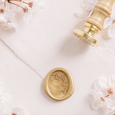 CHERRY BLOSSSOM OVAL WAX SEAL STAMP - PINK PEARL