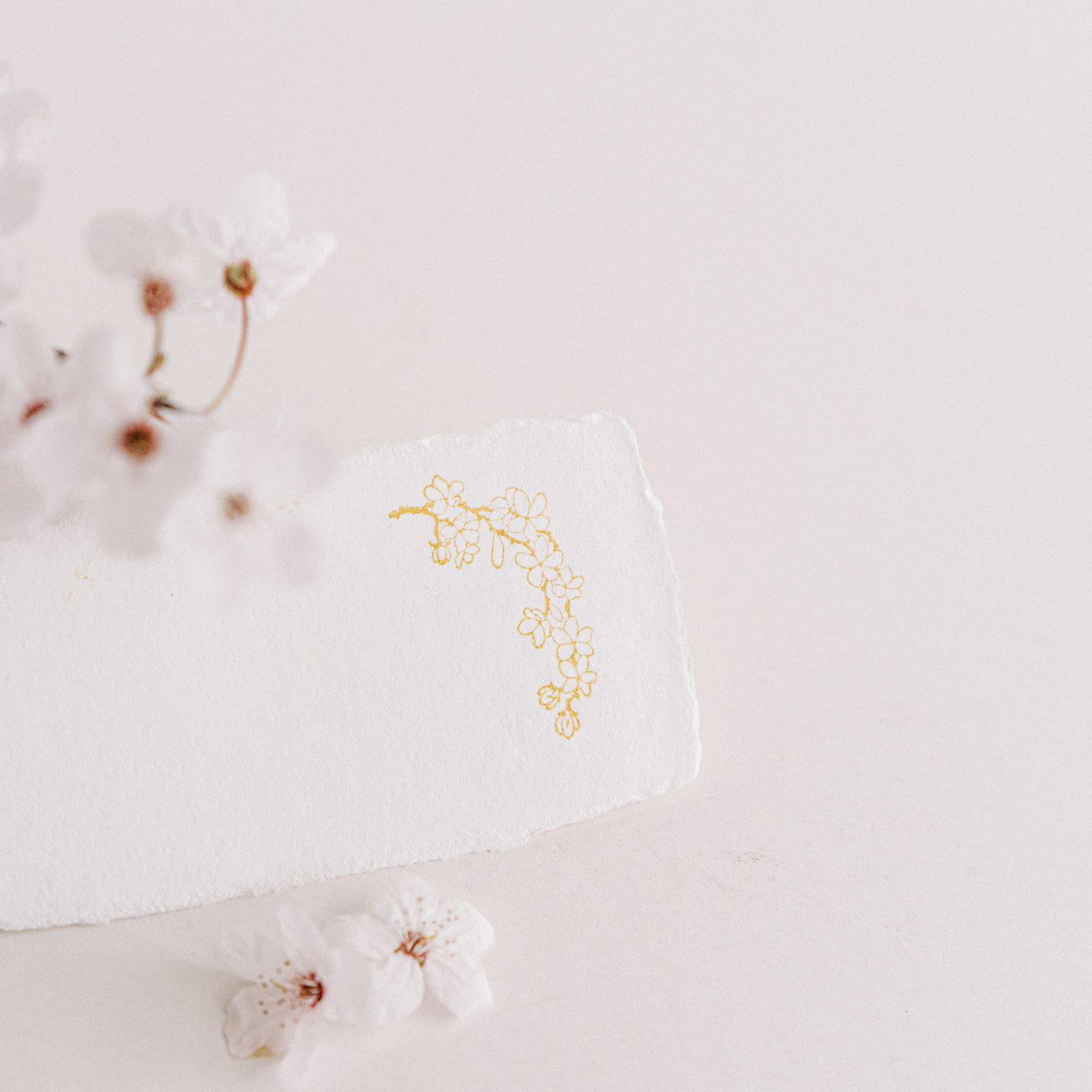 Pink Pearl Cherry Blossom Rubber Stamp for Fine Art Wedding Invitations | 'Sakura' Cherry Blossom Embellishments for Blush Pink Spring Wedding | Heirloom Seals