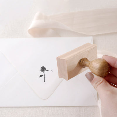 Rose Bud Botanical Rubber Stamp for Fine Art Wedding Invitations | Heirloom Seals