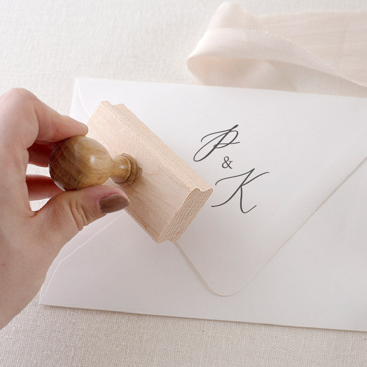 Calligraphy Script Monogram Rubber Stamp | Heirloom Seals