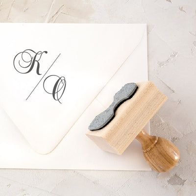Calligraphy Script Monogram Rubber Stamp for Fine Art Weddings | Heirloom Seals