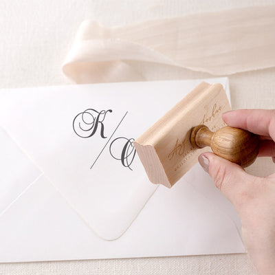 Calligraphy Script Monogram Rubber Stamp for Fine Art Weddings | Heirloom Seals