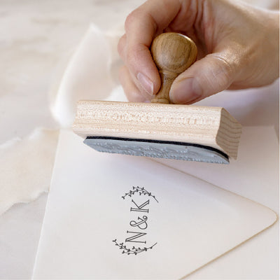 Classic Botanical Monogram Rubber Stamp for Fine Art Weddings | Heirloom Seals