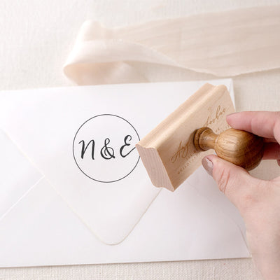 Script Monogram Rubber Stamp for Fine Art Weddings | Heirloom Seals