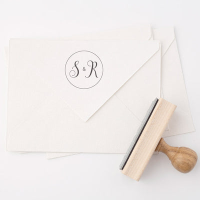 Script Monogram Rubber Stamp for Fine Art Weddings | Heirloom Seals