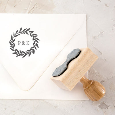 Classic Wreath Monogram Rubber Stamp | Heirloom Seals