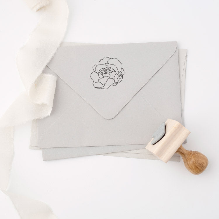 Peony Rubber Stamp for Fine Art Wedding Invitations | Heirloom Seals