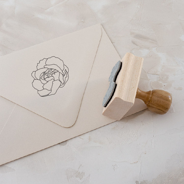 Peony Rubber Stamp for Fine Art Wedding Invitations | Heirloom Seals