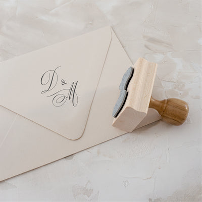Calligraphy Monogram Rubber Stamp | Script Initials Wedding Invitations | Heirloom Seals