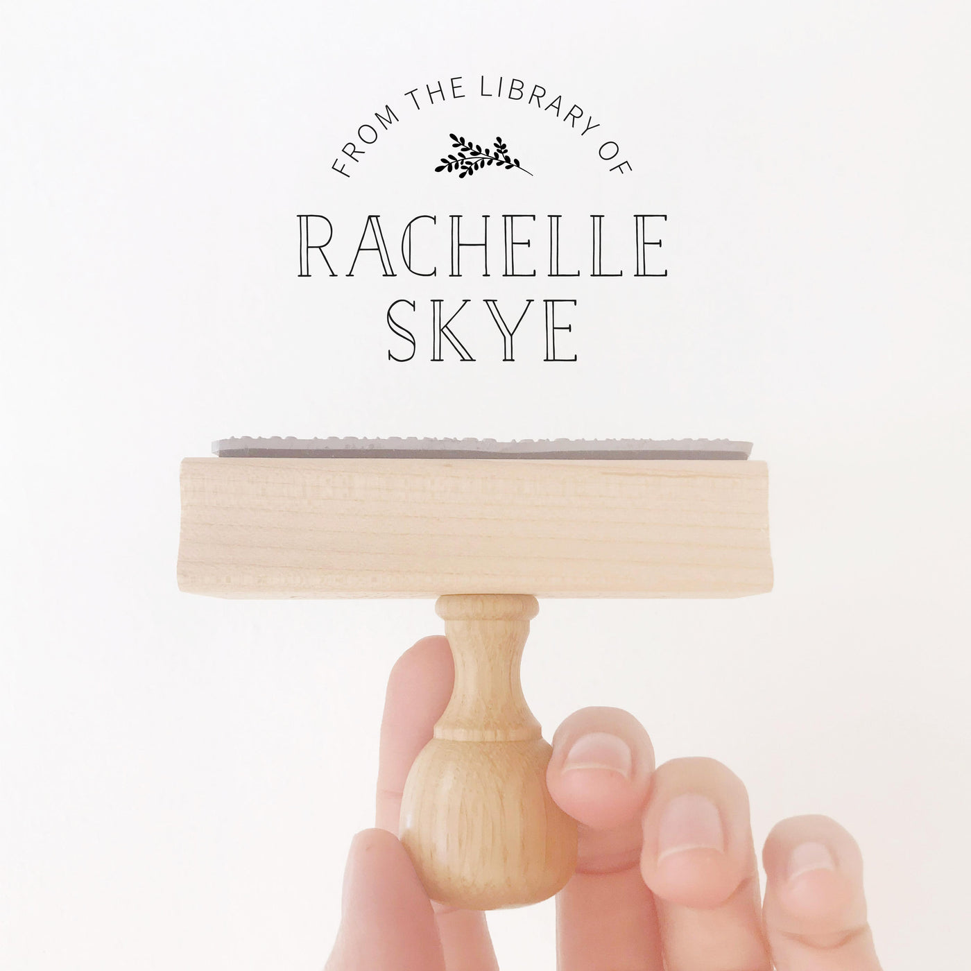 Everly Botanical Engraved Library Book Stamp | Custom Ex Libre Rubber Stamp with Wooden Handle for Wedding Couple & Family Gift, Luxe Packaging Embellishment | Heirloom Seals