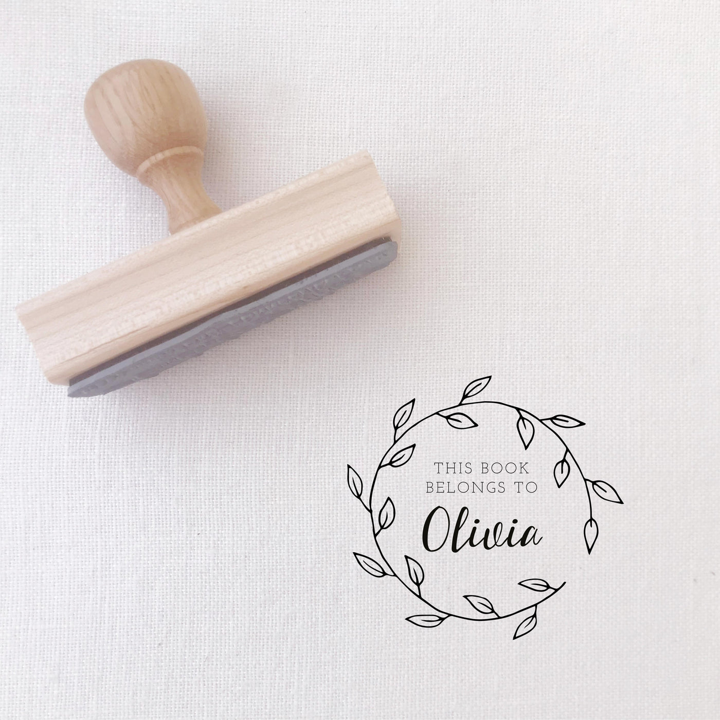 Sadie Rustic Calligraphy Script Library Book Stamp | Custom Ex Libre Rubber Stamp with Wooden Handle for Wedding Couple & Family Gift, Luxe Packaging Embellishment | Heirloom Seals