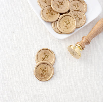 Sadie Botanical Embelishment Gold Wax Seals | Custom Wax Stamp for Fine Art Wedding Stationery Envelope Invitations & Brand Packaging Embellishments for Gifts | Heirloom Seals
