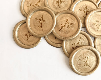 Sadie Botanical Embelishment Gold Wax Seals | Custom Wax Stamp for Fine Art Wedding Stationery Envelope Invitations & Brand Packaging Embellishments for Gifts | Heirloom Seals