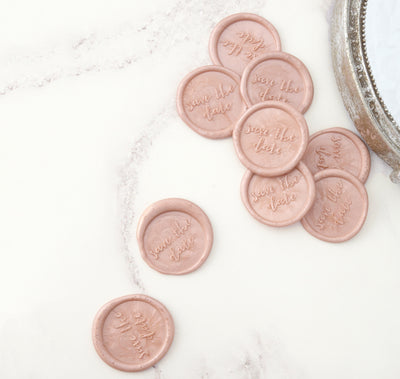 Save The Date Blush Pink Self-Adhesive Wax Seals for Fine Art Wedding Invitations | Heirloom Seals