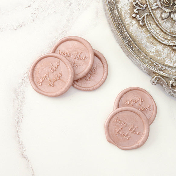 Save The Date Blush Pink Self-Adhesive Wax Seals for Fine Art Wedding Invitations | Heirloom Seals