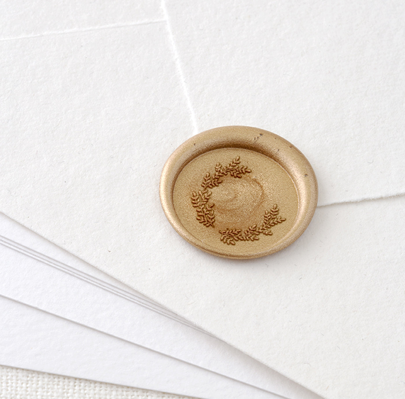 Sophia Botanical Laurel Wreath Gold Self-Adhesive Wax Seals For Garden Wedding Invitations | Heirloom Seals