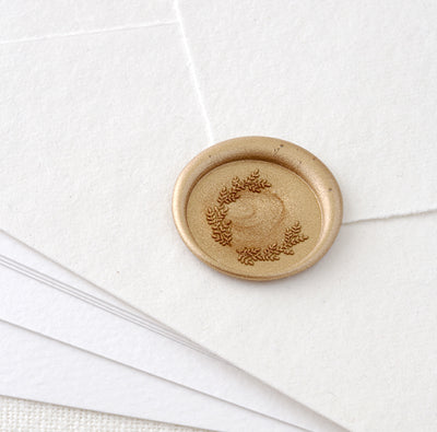 Sophia Botanical Laurel Wreath Gold Self-Adhesive Wax Seals For Garden Wedding Invitations | Heirloom Seals