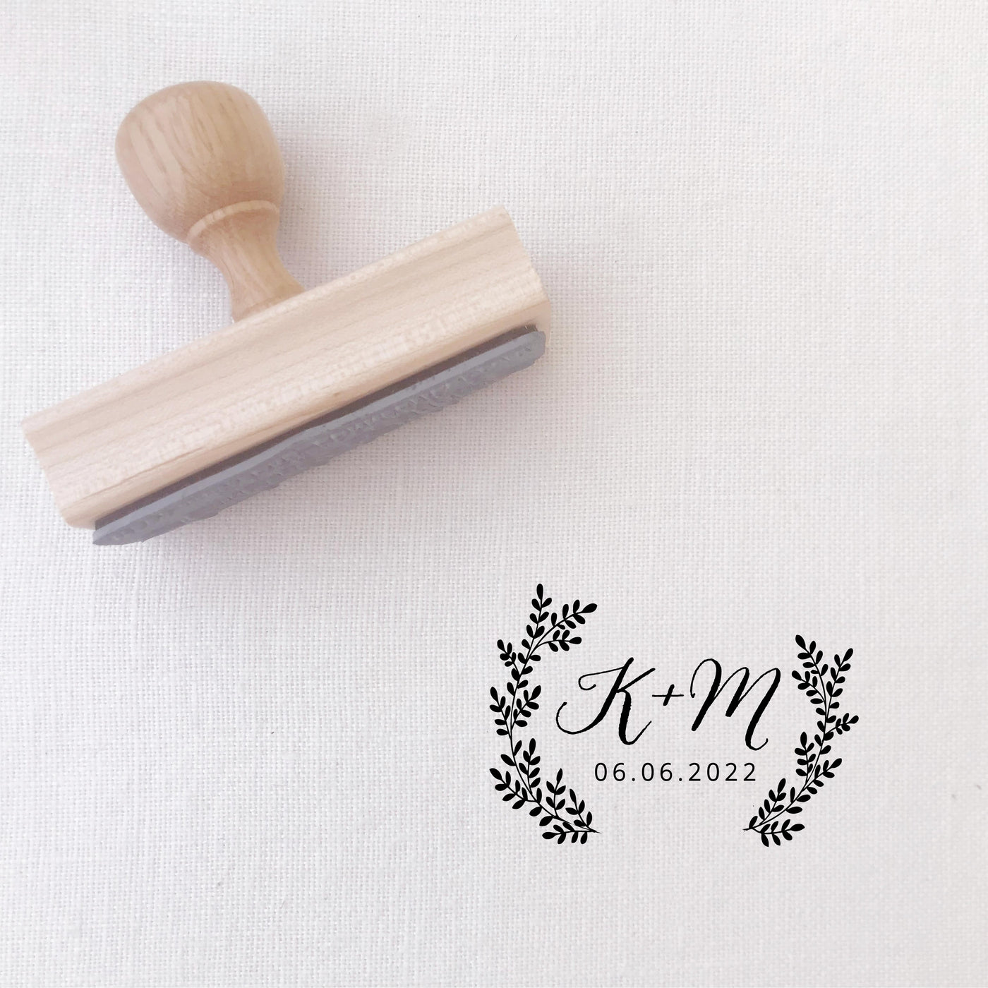 Sophia Rustic Botanical Calligraphy Script  Save The Date Rubber | Custom Rubber Stamp Wood for Luxe Packaging & Fine Art Wedding Invitation Stationery | Heirloom Seals