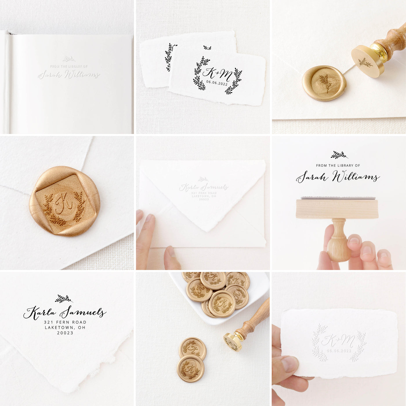 BOTANICAL MONOGRAM SELF-ADHESIVE SQUARE WAX SEALS - SOPHIA