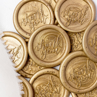 Thank You Calligraphy Script Self Adhesive Gold Wax Seal Stickers | Heirloom Seals