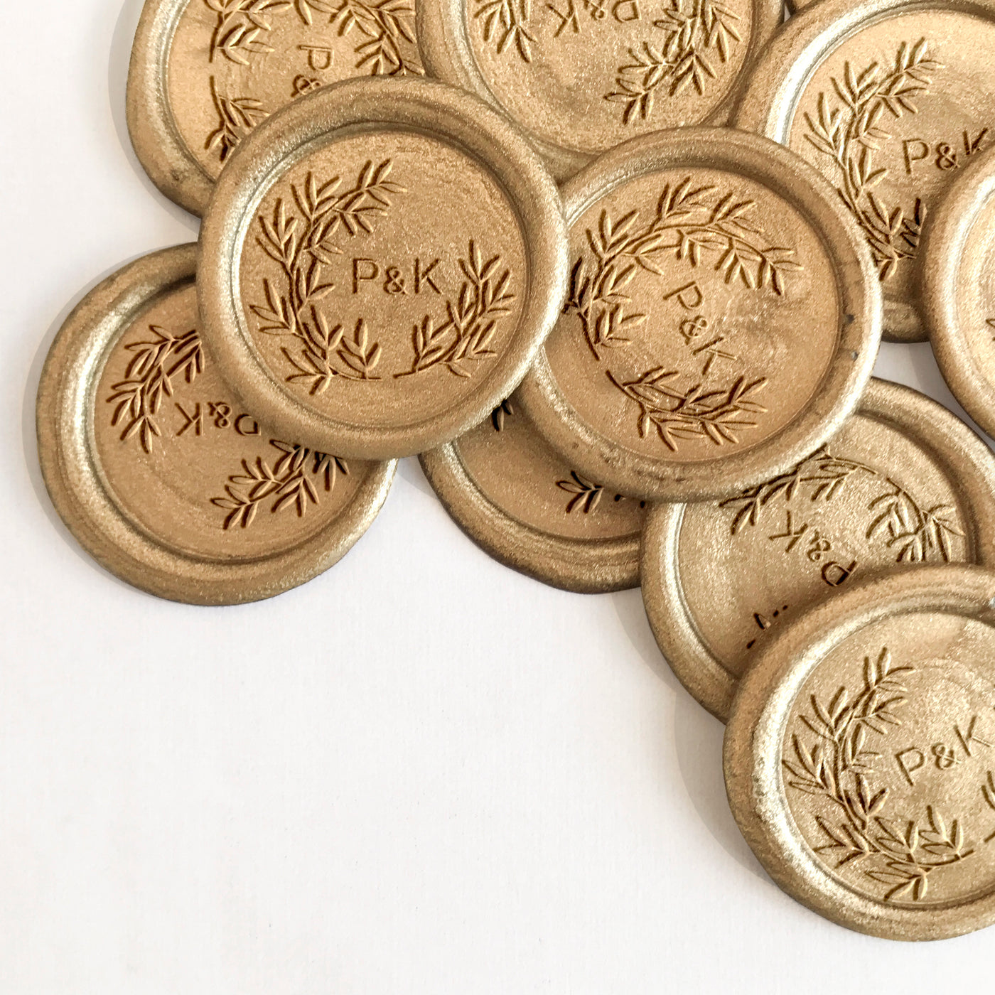 Valerie Botanical Classic Monogram Gold Self-Adhesive Wax seal Stickers for Fine Art Wedding Stationery Invitations and Custom Luxe Brand Packaging | Heirloom Seals